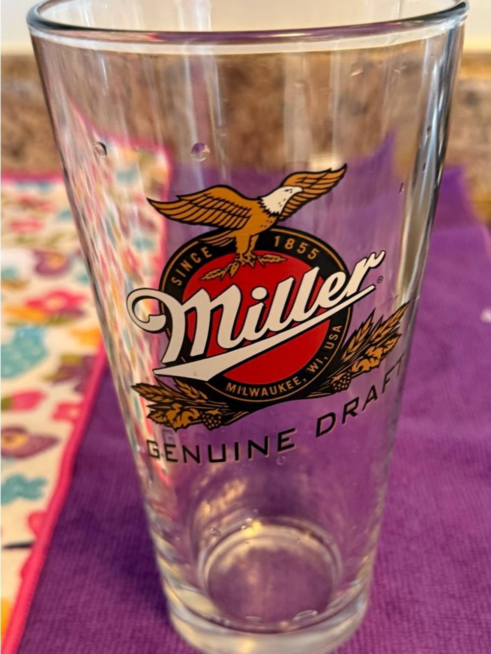 Genuine Draft Branded Pint Glass - Clear with Red & Gold Logo